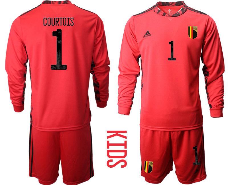 Cheap Youth 2021 European Cup Belgium red Long sleeve goalkeeper 1 Soccer Jersey